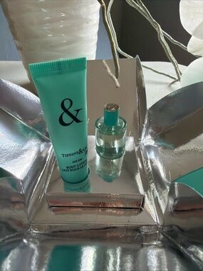 Tiffany & Co. Teal Lotion Tube with Mini Perfume Bottle